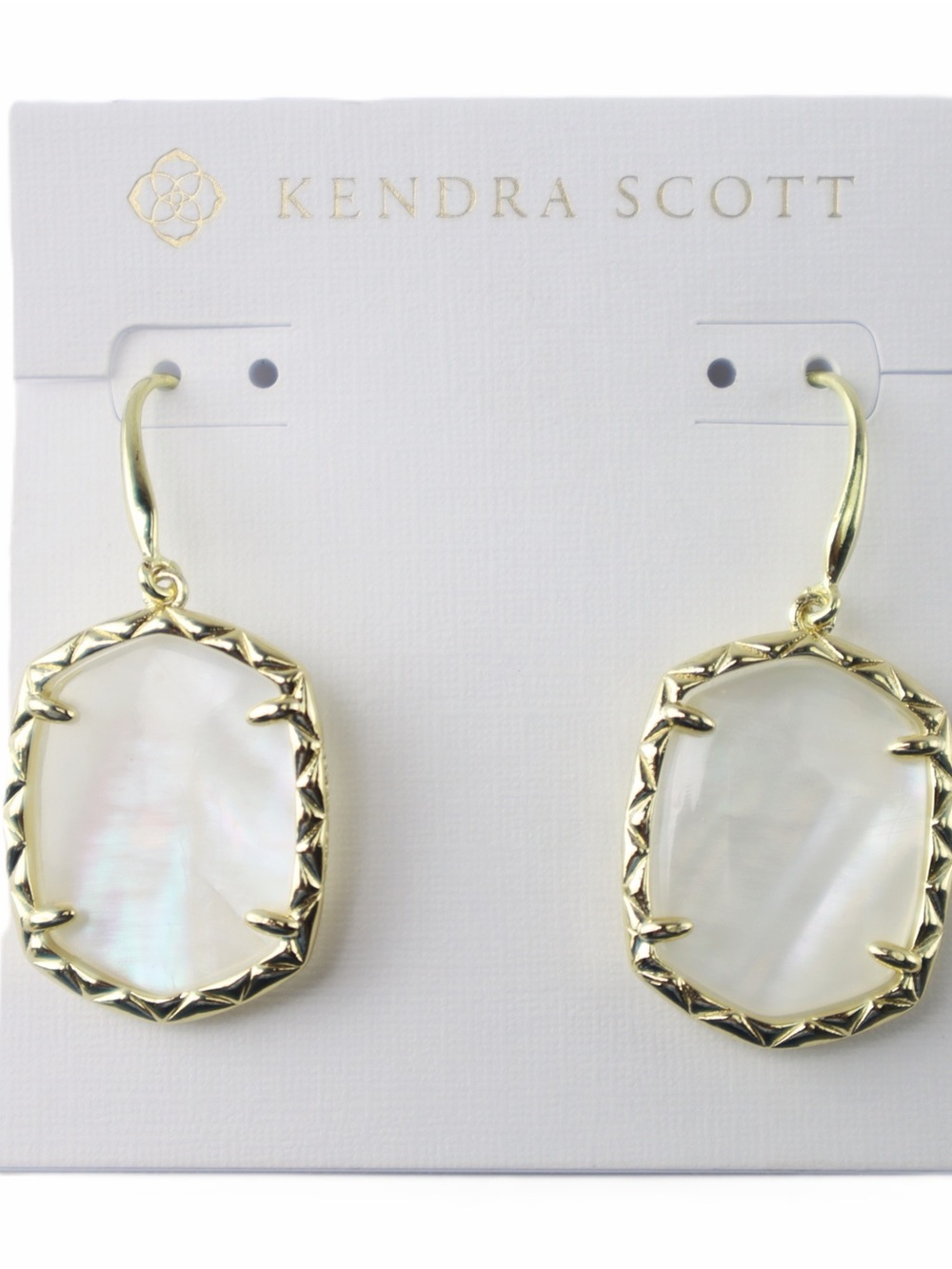 NWOT Kendra Scott Daphne Gold Drop Earrings Ivory Mother-of-Pearl